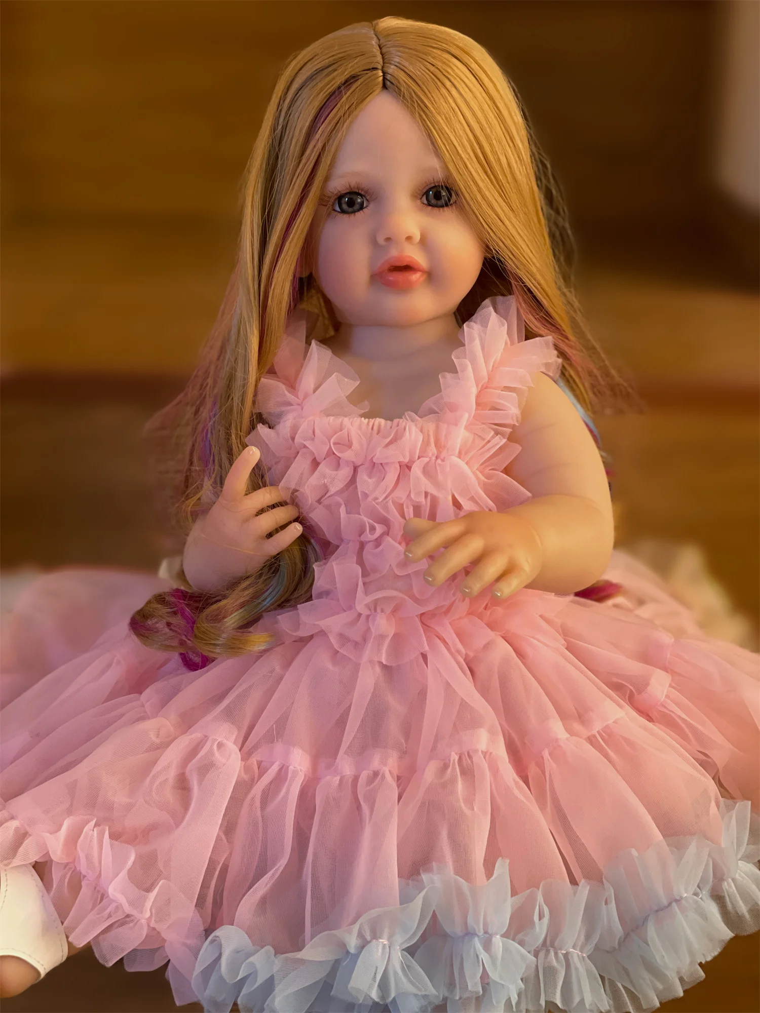 22 pouces peut lavable Betty Reborn enfant en bas âge fille avec peau peinte corps complet en vinyle poupée à la main réaliste réaliste Muñeca Reborn