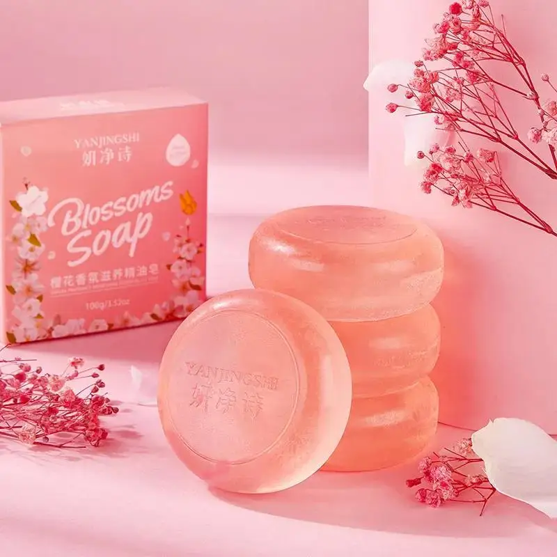 

Cherry Blossom Hand Soap Fragrant Mite Soap Cleansing Bath & Body Whitening Soap Skin Beauty Oil Control Soaps jabón savon صابون