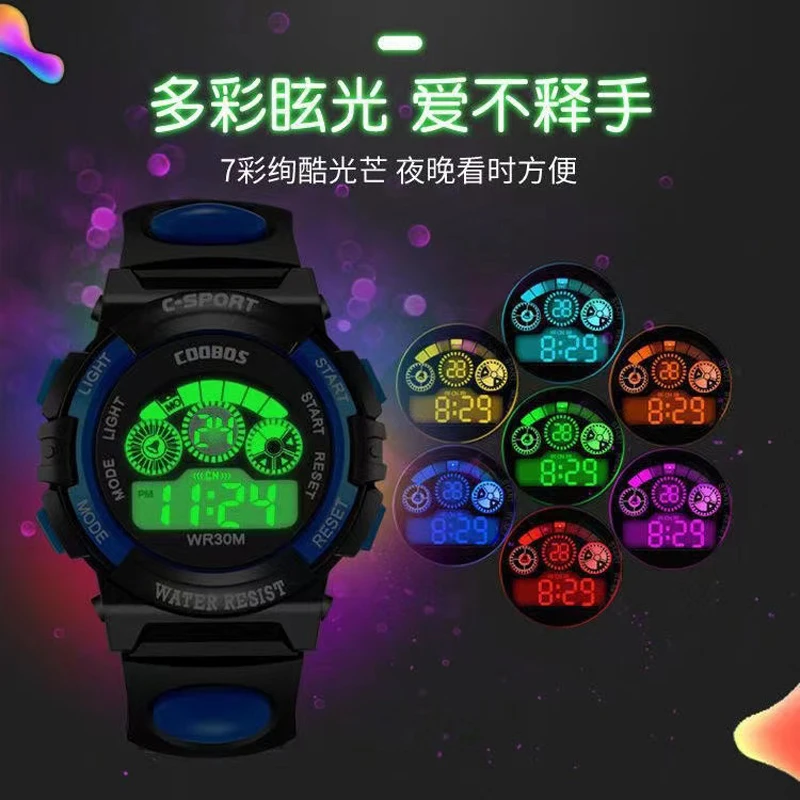 Electronic Watch For Boys Girls Children Luminous Dial Military Sport Watches for Kids Waterproof Multi-function Digital Watch