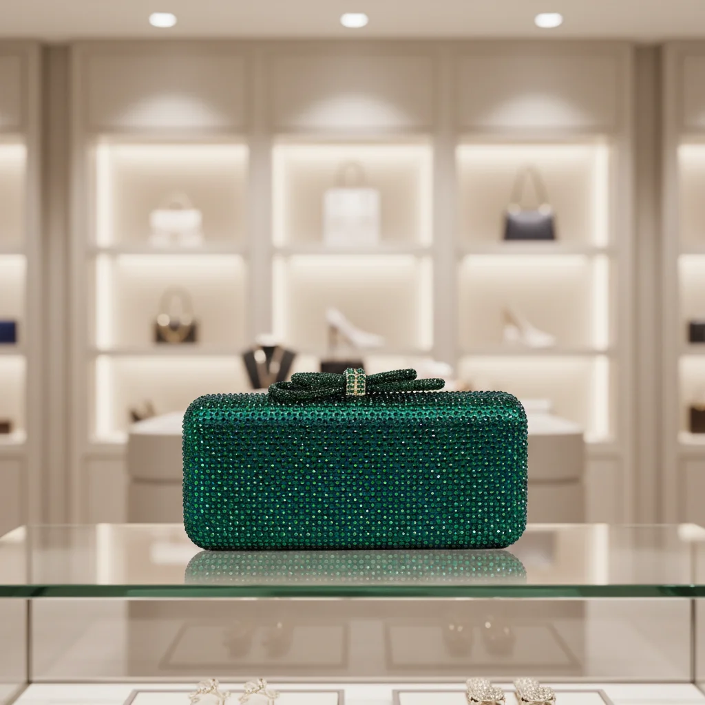2026 Cross-Border New Style Silk Rhinestone-Shaped Clutch Bag Magnetic Clasp Single Shoulder Crossbody Ladies Evening Bag Luxury