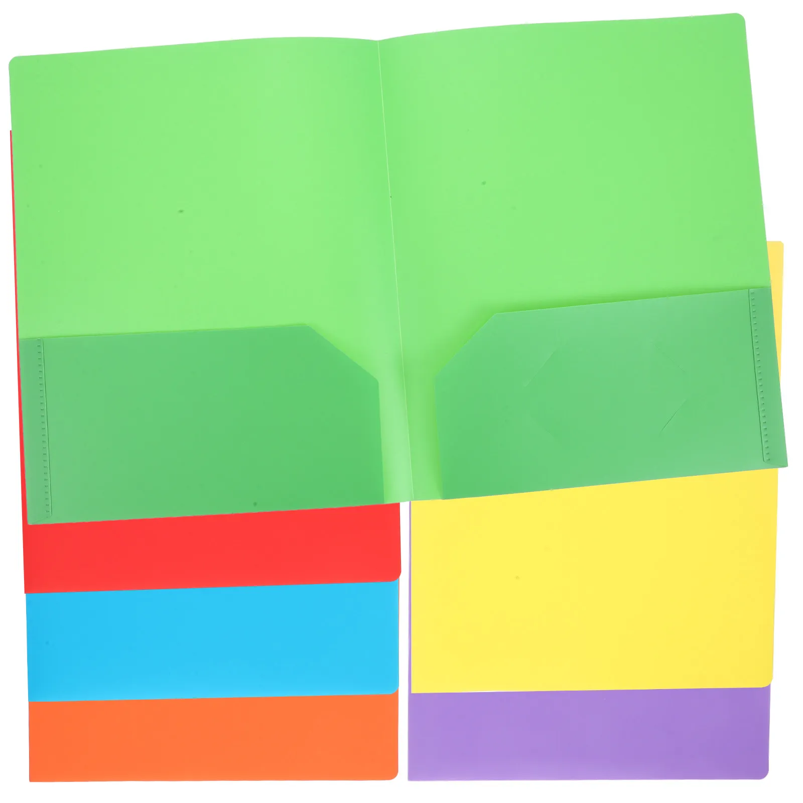 

6Pcs A4 Plastic Folder with Pockets and Brads 2 Pocket Organizer High Capacity Flat Document Storage for Office School Use