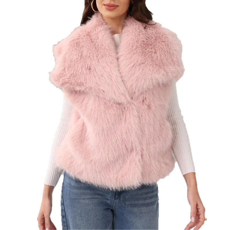 

ZXRYXGS, хит продаж, новинка 2026, осеннее и зимнее пальто с большим воротником, женская одежда, куртка из искусственного меха, элегантный модный жилет