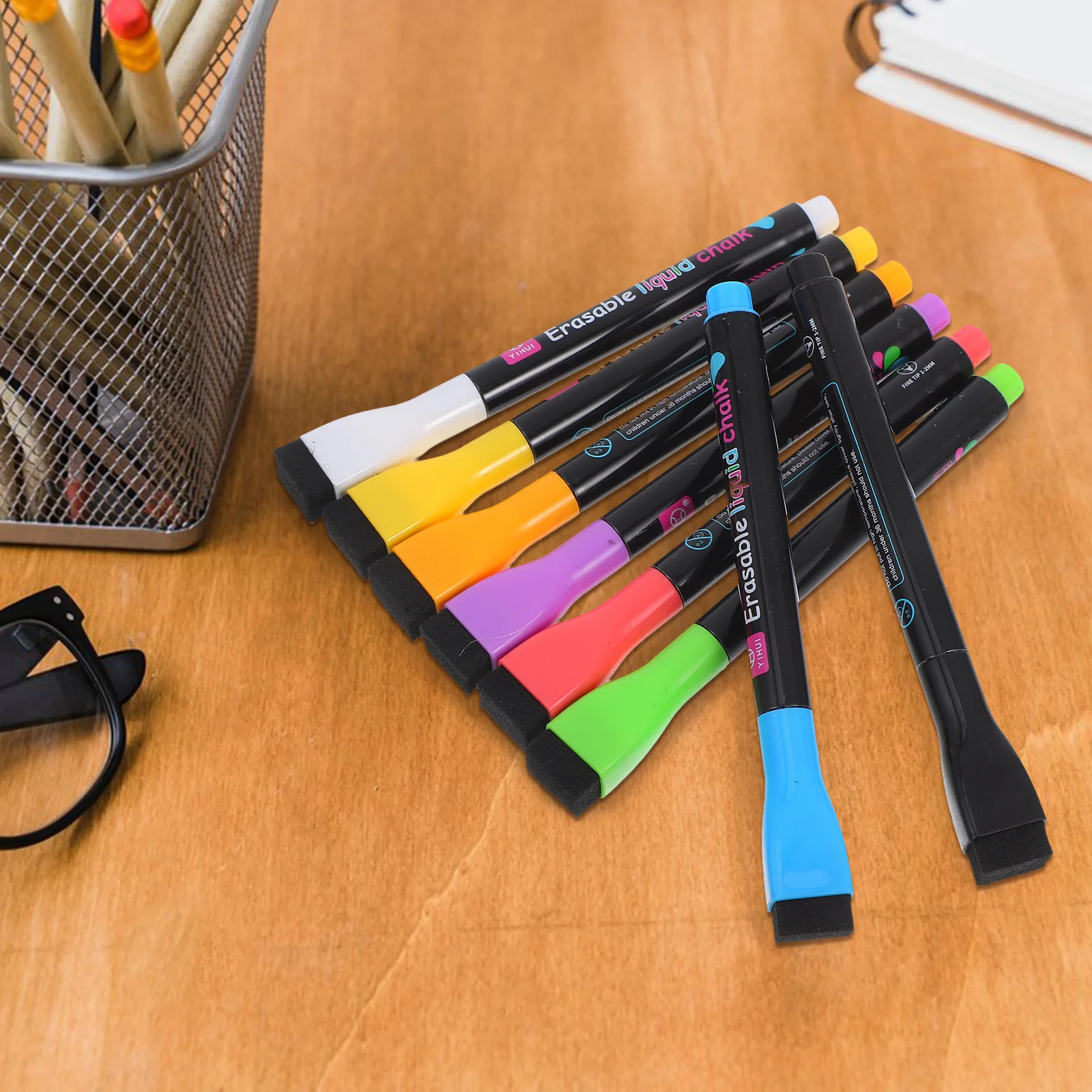 8 Pcs Highlighter Erasable Lamp Pen Washable Whiteboard Color Pp Boarding Labels Chalk Markers for