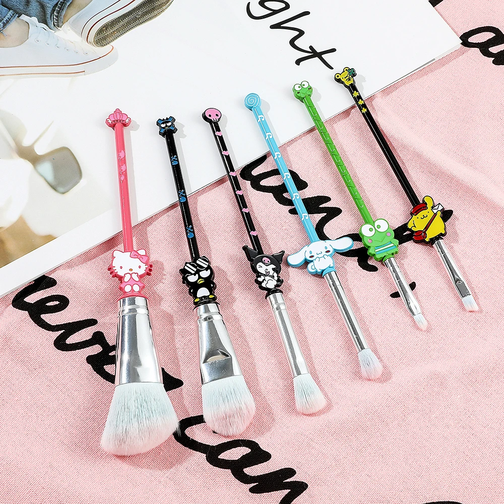 6pcs/set Sanrio Hello Kitty Cat Makeup Brushes Eyeshadow Cartoon Makeup Brushes Kawaii Cosmetic Brushes Women Beauty Tools Kits