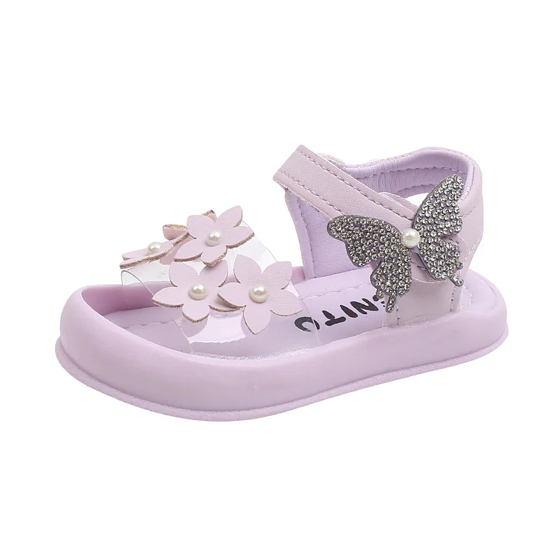 Children Sandals Summer Flower Butterfly Sweet Beach Shoes Comfortable Soft Sole Girls Shoes Non-slip Kids Princess Shoes サンダル