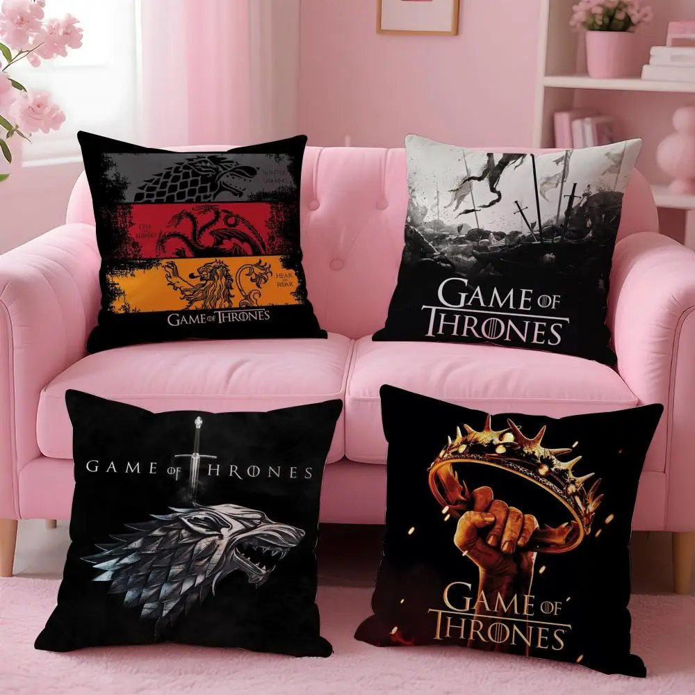TV-G-GamES Of T-ThroneS Cushion Cover Short Plush Double-Sided Printing Home Machine Washable in Warm Winter Pillow Case