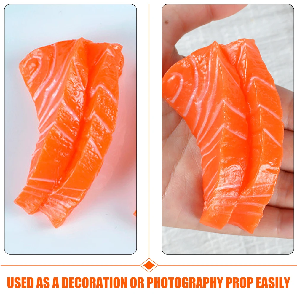 

4 Pcs Imitation Salmon Fillet Artificial Food for Display Props Realistic Model Pvc Fake Faux Models