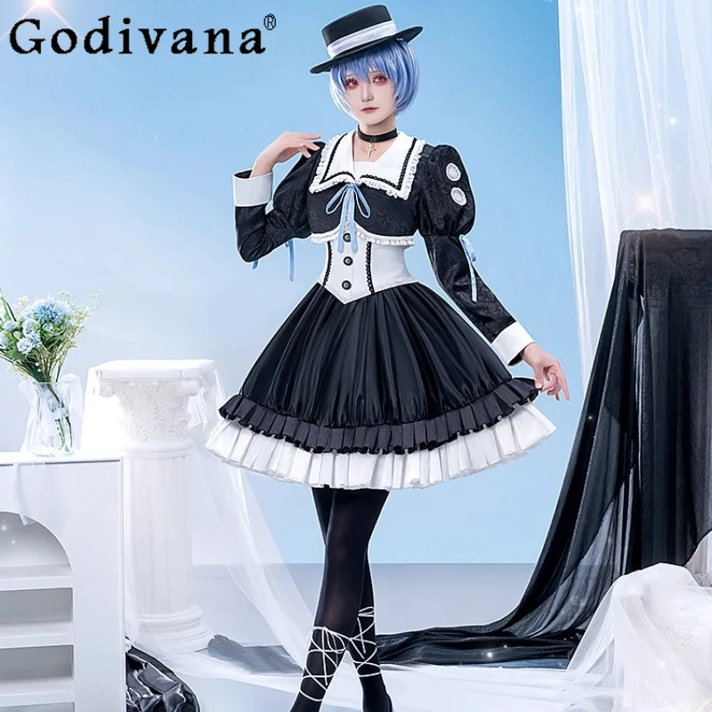 Disfraz de Halloween para mujer, conjunto de accesorios para collar y calcetines de Lolita dulce para fiesta, uniformes femeninos, trajes de falda de sirvienta