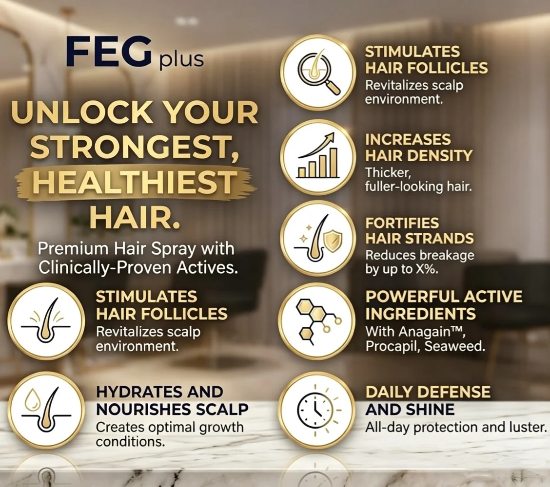 FEG Plus Original Spray Hair Care Spray That Focuses on Hair Health and Brings Shiny, Healthy Hair