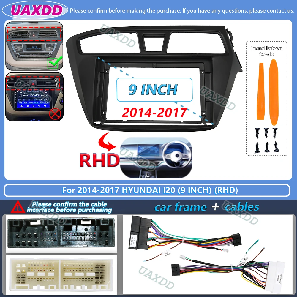 9-Zoll Autoradio-Frontblende für Hyundai I20 2014-2019 Android MP5 Player 2 DIN Stereo Armaturenbrett-Panelrahmen Abdeckung Radio Android CD – Detail 3