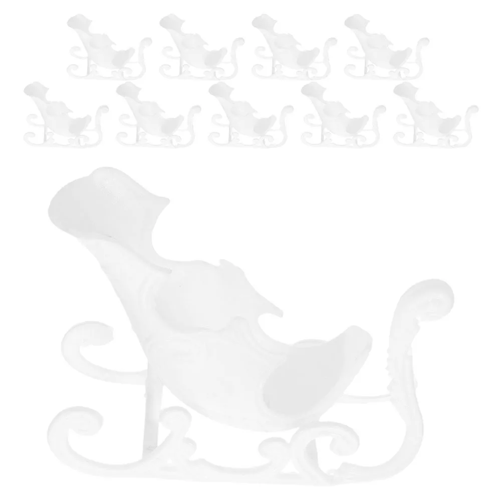 

10Pcs Miniature Sleigh Car Decorations Unique Design Elegant Party Highlights Versatile Use for Christmas Trees and Tables White