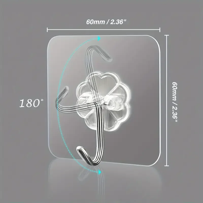Transparente selbstklebende Wandhaken, robuste Mehrzweck-Wandhaken, Schlüsselhalter, Handtuchhalter für Küchen- und Badezimmerzubehör – Detail 5