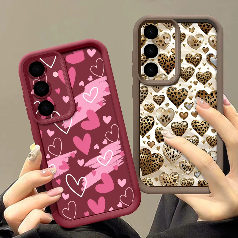 Case For Samsung Galaxy A57 A37 A17 A56 A16 A36 A55 A15 A14 A26 A54 A35 5G Colorful Love Hearts Pattern TPU Silicone Phone Cover