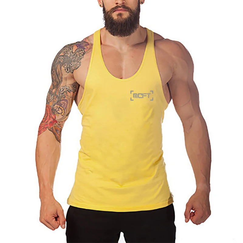 Summer Mens Cross Gym Workout weightlifting train Y-back Vests Cotton Cool T-Shirts Fitness Muscle Sweat-wicking Tank Tops Sport