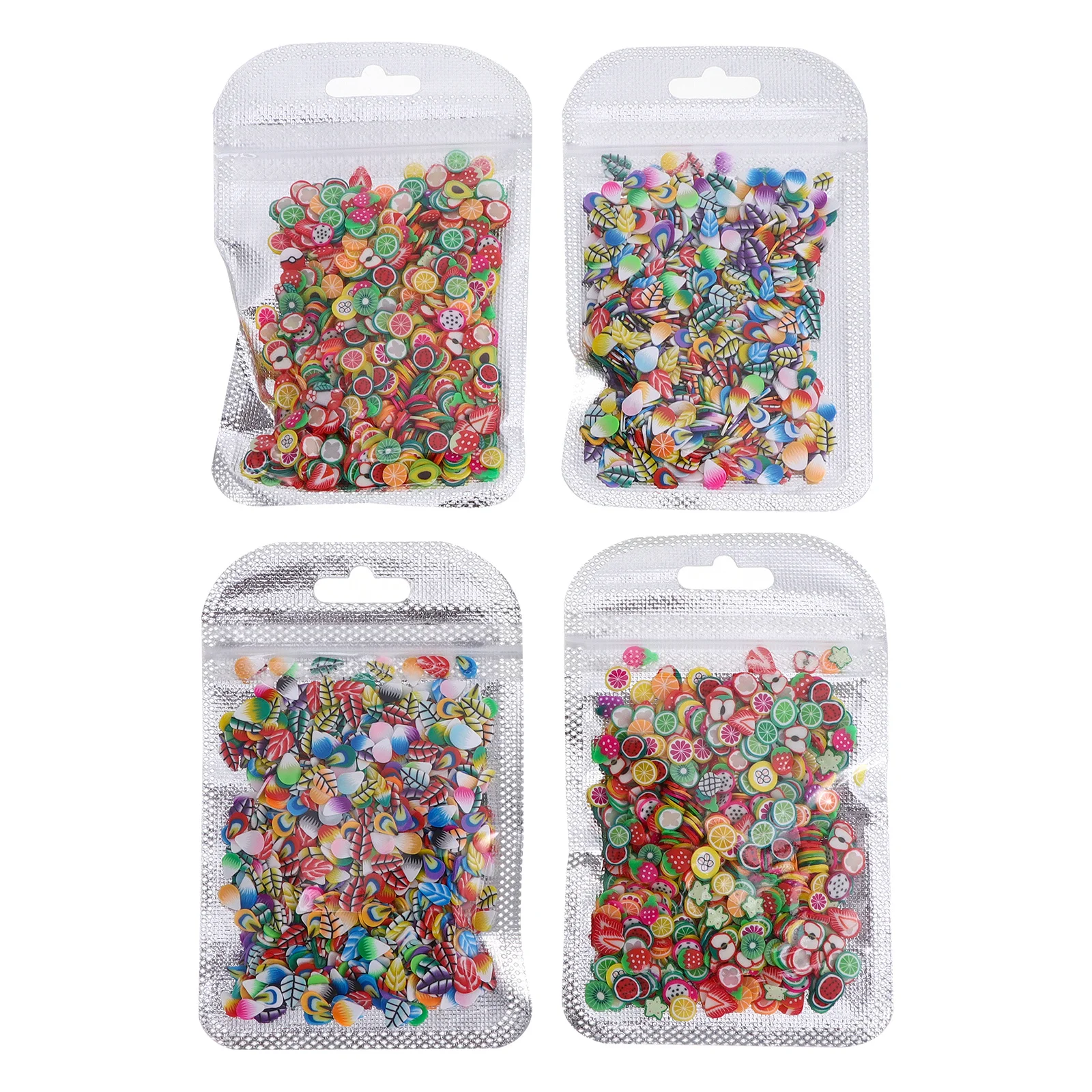 

4Packs Pretty Nail Art Fruit Slices Bright Colors Creative Shapes Portable Bagged Package Daily Festival Gifts Women