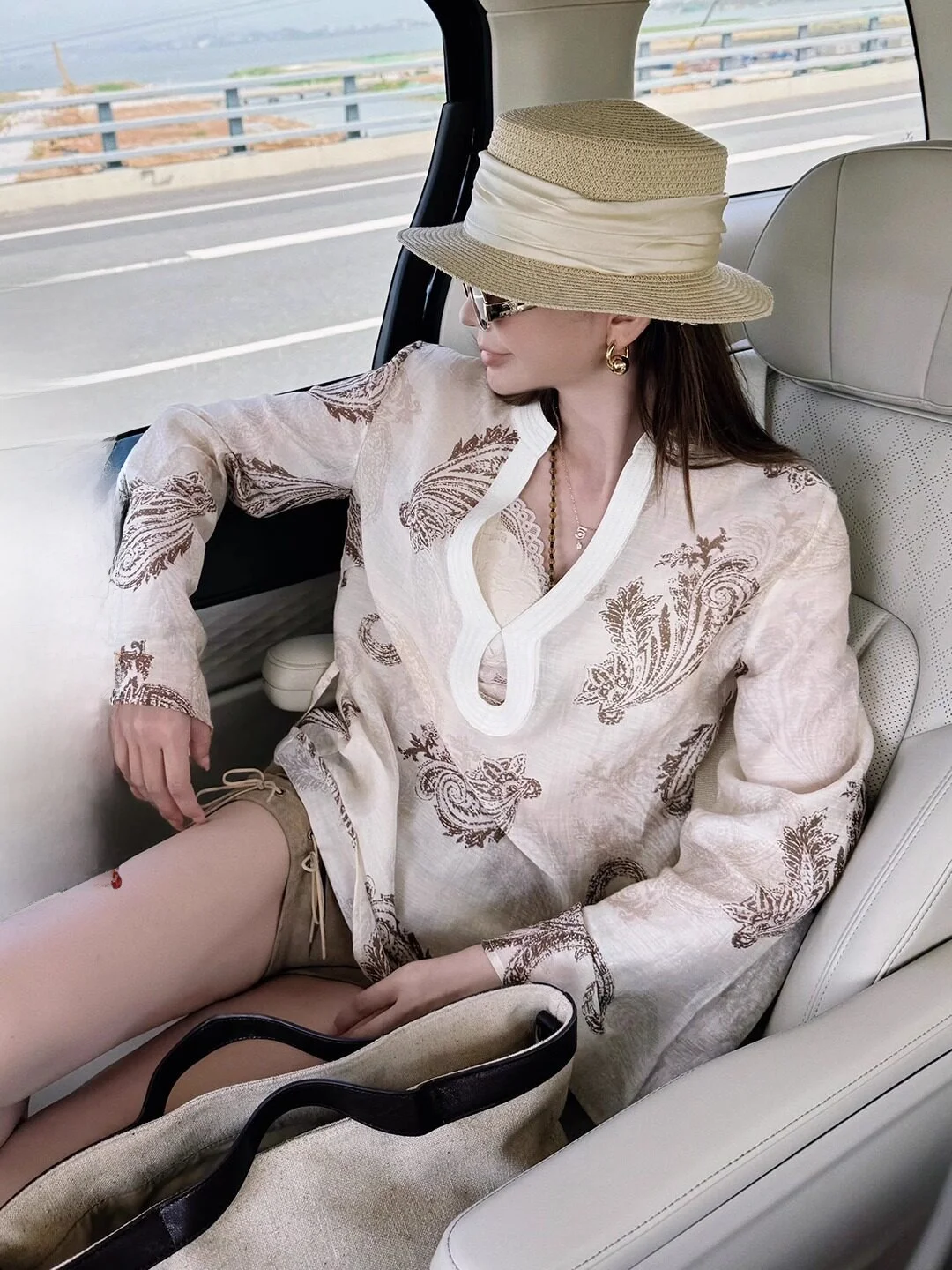 

Lililiwj Летний длинный све льняной топ Liatris irt с v-образным вырезом и принтом, свободный крой, женский топ премиум-класса Faion