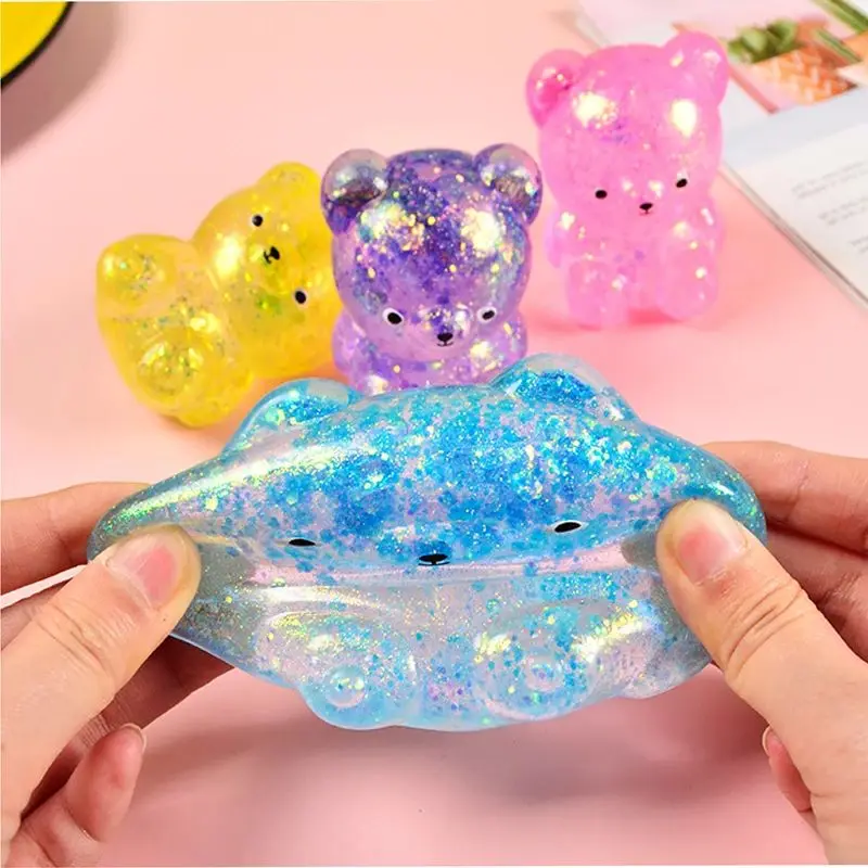 Fidget Bear Toy Squid Sparkling Soft Candy Bear Needoh Cute Animal Anti Stress Soft Resting Squeezing Toy Pinching