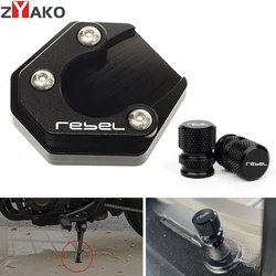 For Honda Rebel 500 Rebel 300 CMX 300 CMX500 All Year CNC Motorcycle Kickstand Foot Side Stand Pad Plate Tire Valve Caps