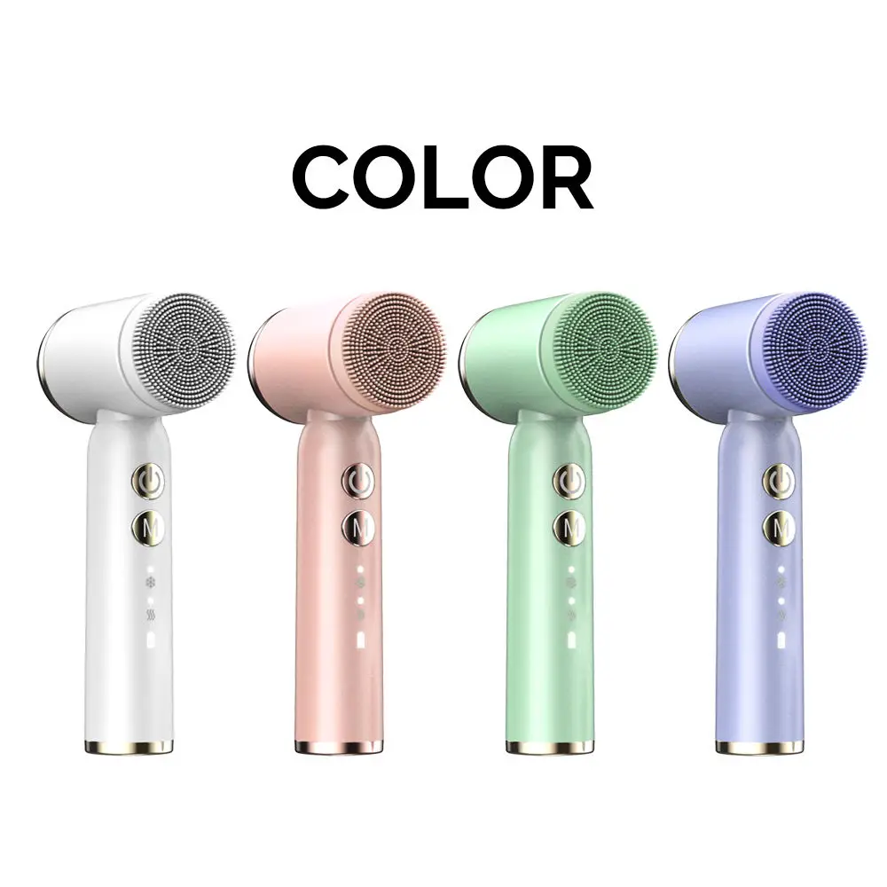 6in Face Brush Pore Cleaner Hot Cold Compress Electric  Face Skin Scrubber Exfoliating Cleaner Sonic Facial Cleanser Brush