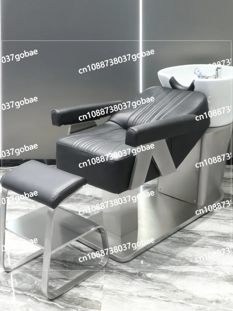 ZC Barber Shop Shampoo Chair Hair Salon Simple Ceramic Basin Half Lying Flushing Bed