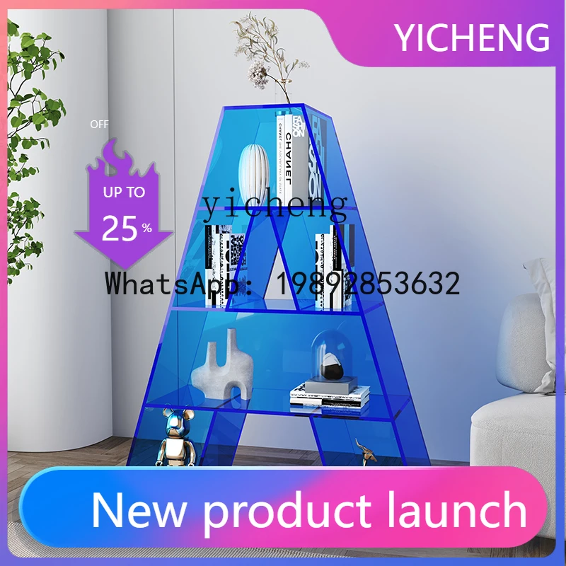 x9  Acrylic Light Luxury Creative Letter A Bookshelf Home Living Room Storage Display Multi-layer Floor Storage Rack