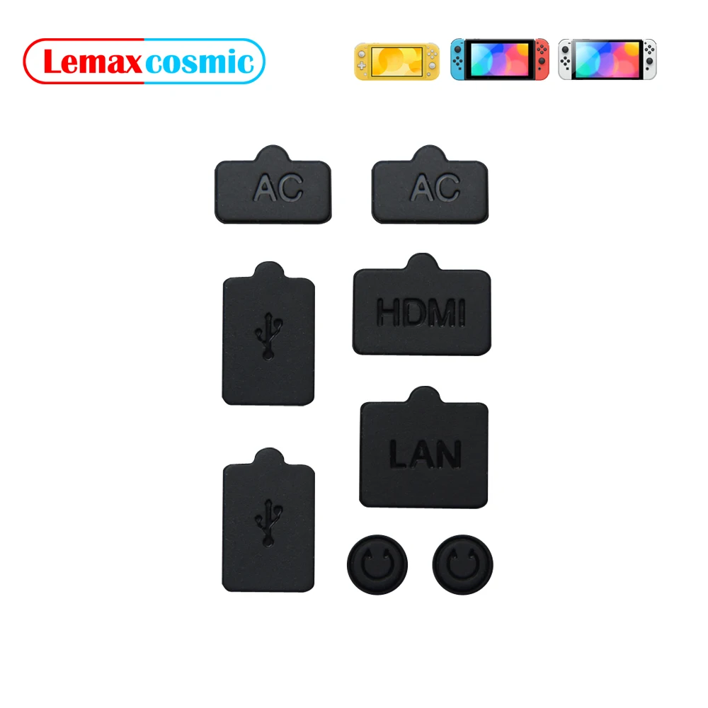 8 Pieces Dust Plug Dustproof Kit Silicone Mesh Stopper Set Cover Game Console Accessories For Nintendo Switch OLED Lite NS