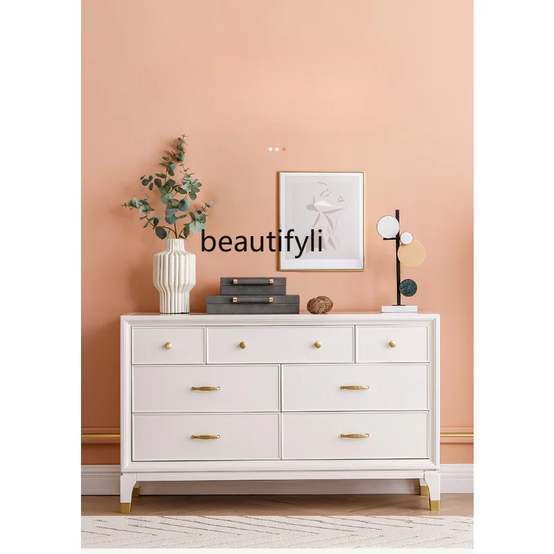 American Solid Wood  7-Drawer Cabinet Bedroom Locker Nine-Drawer Cabinet Living Room Storage against the Wall Curio Cabinet