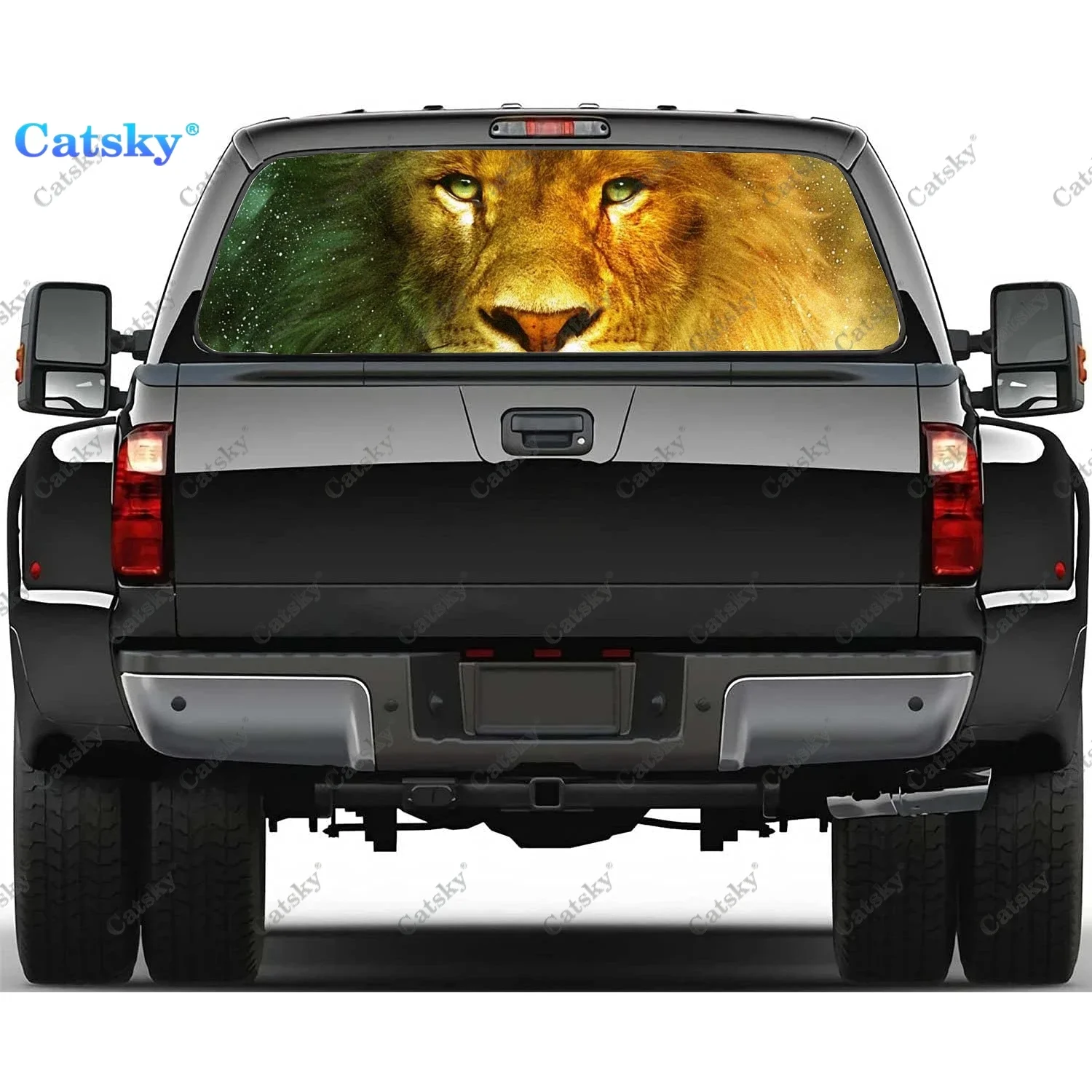 

Наклейка на заднее стекло автомобиля с изображением Лев Галактики, прозрачная перфорированная Наклейка на окно грузовика, виниловая наклейка на заднее стекло, украшение