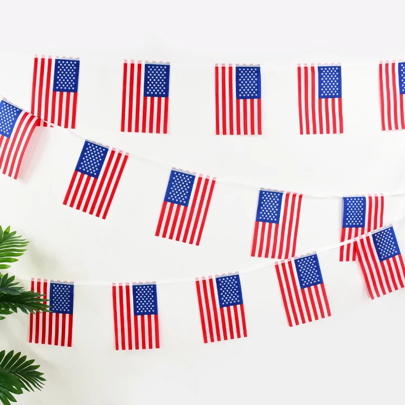 5/8/10m 14x21cm American Flag String America USA Bunting Banner Small US String Flags Stars Stripes United States American Flags