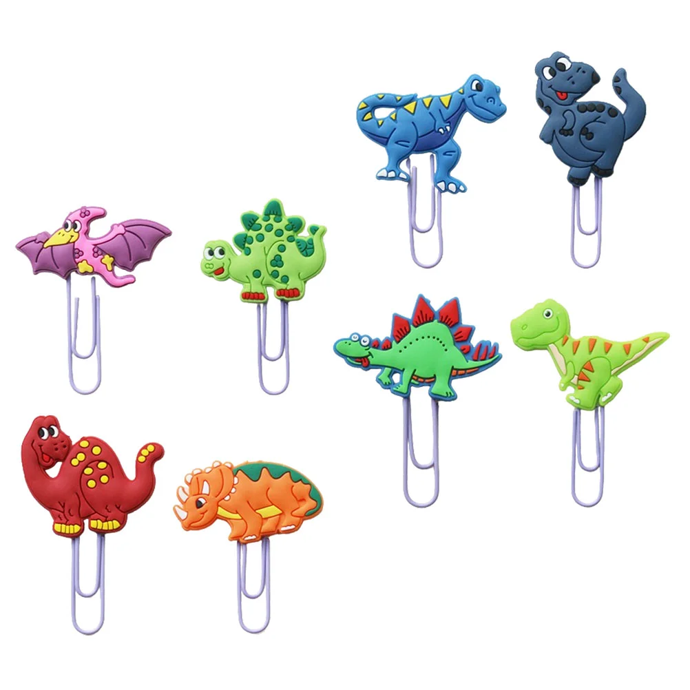 8Pcs Dinosaur Paper Clips Cartoon Paper Clips File Document Paper Clips Office Small Paperclips Bookmarks