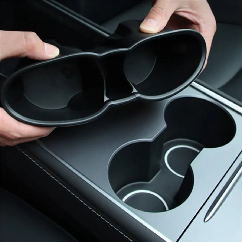 Car Central Control Water Cup Fixed Holder Slot Slip Limit Clip Accessories Replacement For TESLA Model Y Model 3-N25R view 3