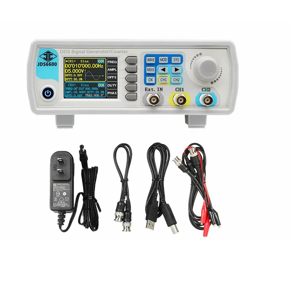 dual channel funcao arbitraria wave signal generator fonte frequency meter sweeper totalmente cnc dds jds6600 1560mhz 01