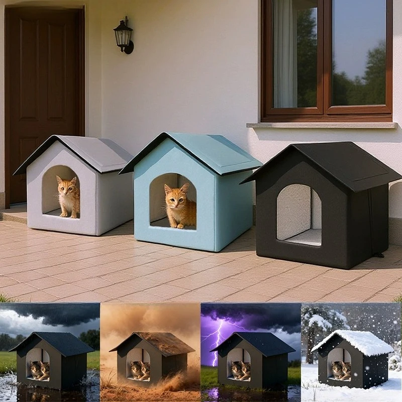 

Outdoor Waterproof Dog House Winter Warm Pet Cave Sleeping Bed Foldable Washable Stray Cat Shelter for Small Dogs And Puppies