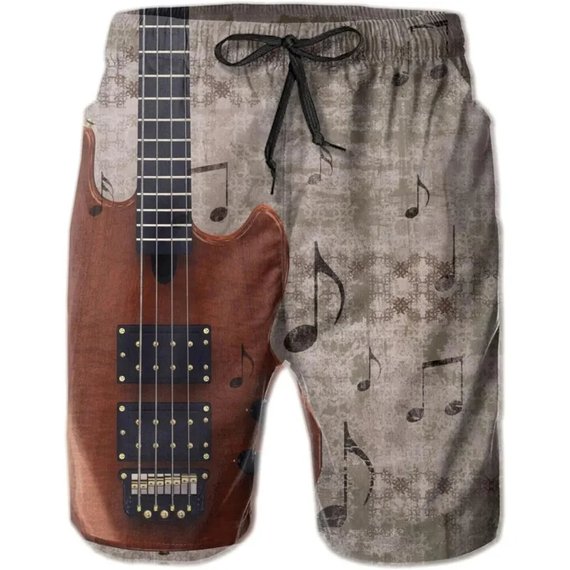 

Новинка 2025, мужские шорты, музыкальная электрогитара, 3D-печать, мужские быстросохнущие пляжные шорты для пляжного отдыха, повседневные шорты для отдыха