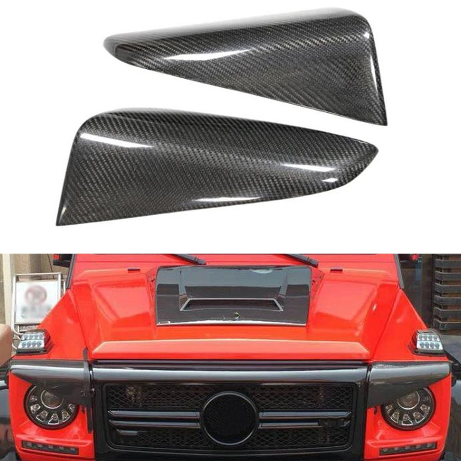 

For Mercedes Benz G-Class W463 G500 G55 1990-2018 Carbon Fiber Head Light Lamp Cover Brow Headlight Eyebrow Headlamp Eyelid Trim