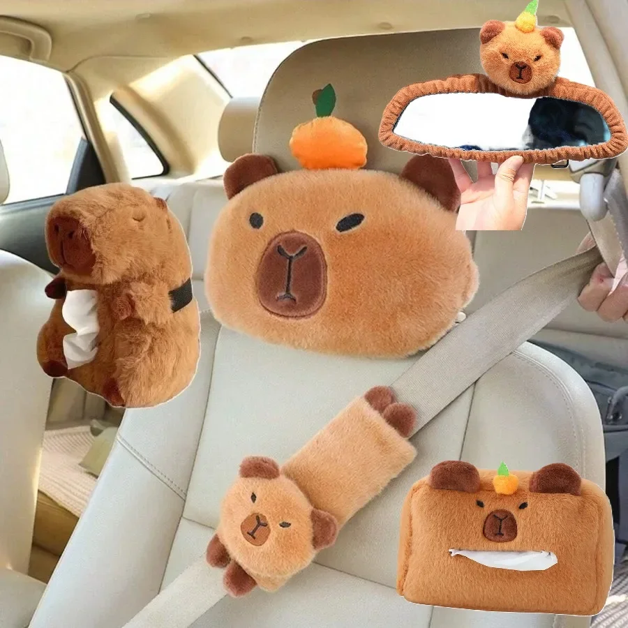 Capybara Pelúcia Travesseiro Pescoço Do Carro, Proteção Do Ombro, Caixa De Tecido Bonito, Decoração Kawaii, Lovely Plushie Toy Presente, Suprimentos