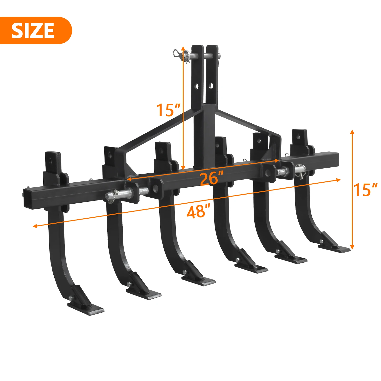 CAT-0 Scarifier 48 Inch Width with 6 Scarifier Shank, Chisel Plow Scarifier, 3 Point Scarifier for CAT-0 & CAT-1