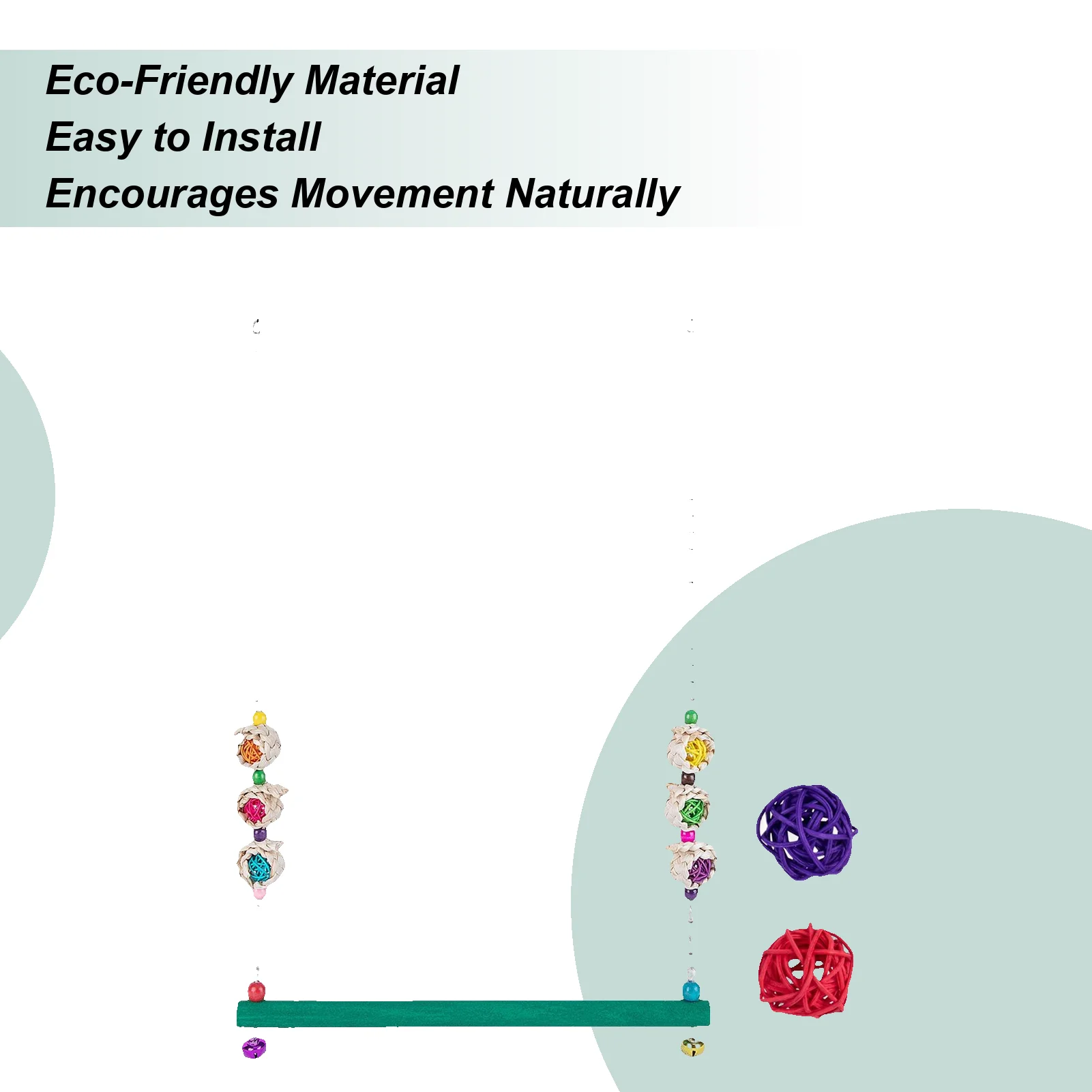 Куриные качели с колокольчиком, куриные игрушки с 2 шариками из ротанга, игрушка-попугай, деревянные качели для зябликов, попугаев, птицы, кореллы, мина
