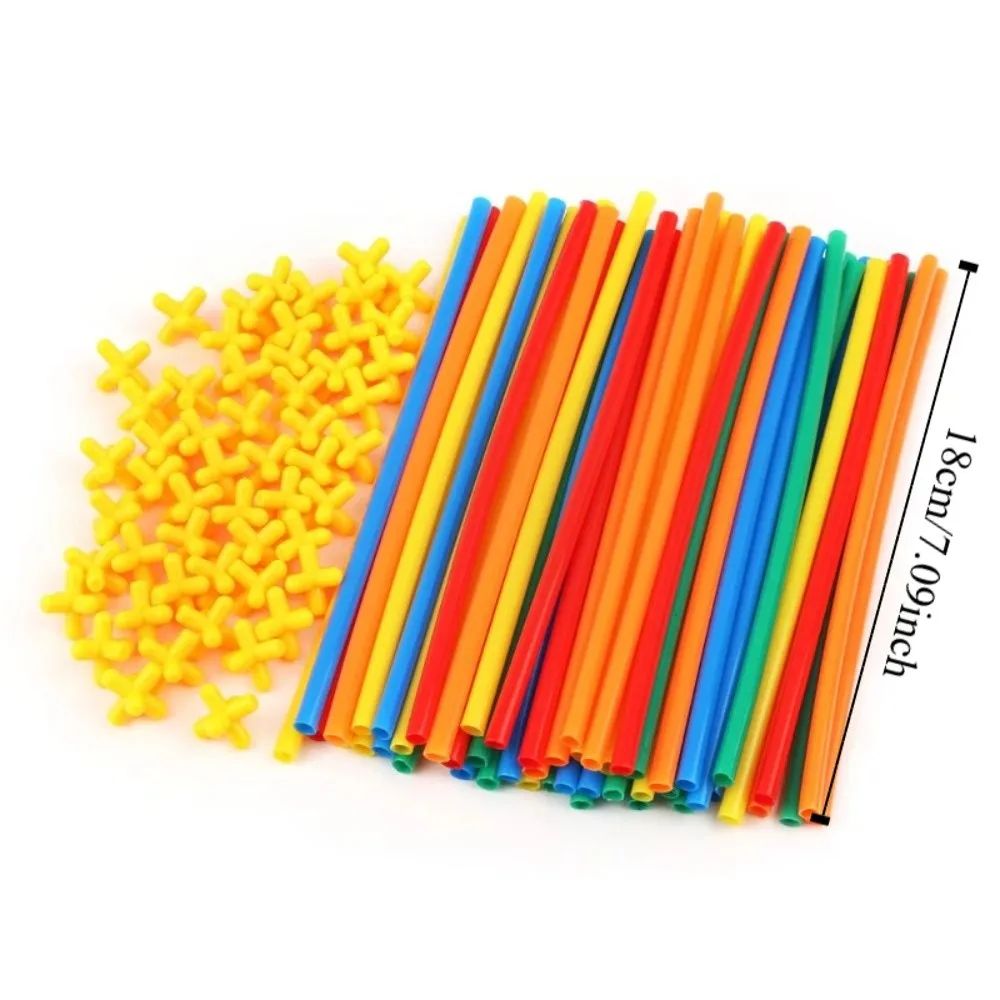 300pcs Plastic Straw Constructor Toys Assembly Interactive Puzzle Colorful Straw Toy DIY Motor Skills