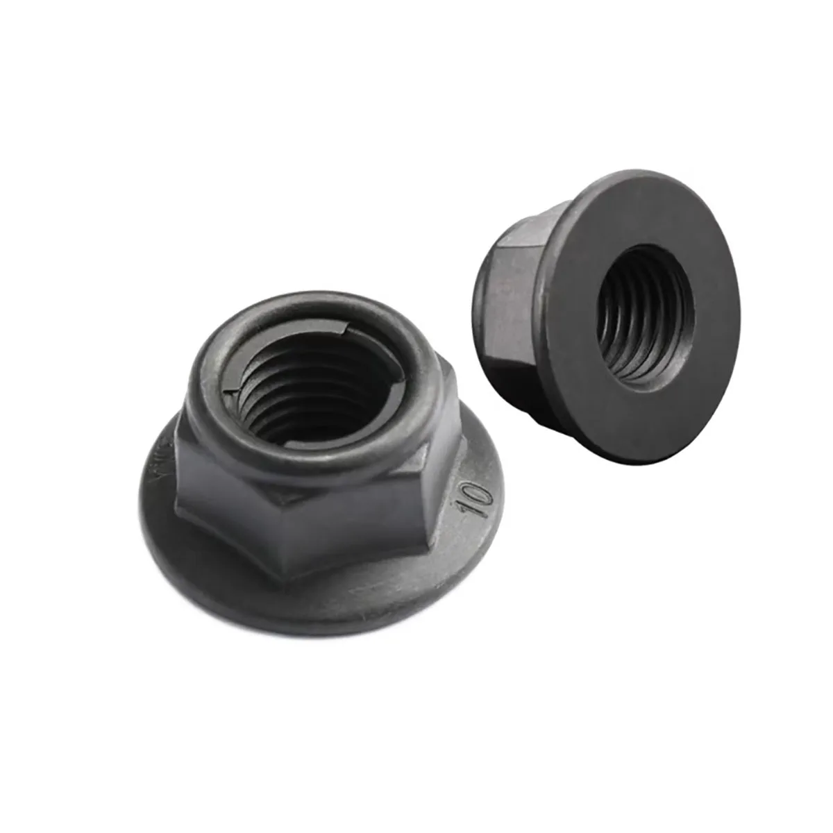 Carbon Steel Hexagonal Flange Nut Black Oxidation Treatment 10.9 Grade Self-Locking Anti-Slip Fastener M6-M16