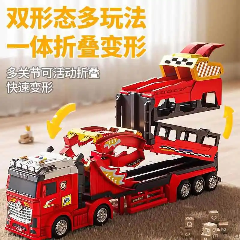 Spielzeugauto für Jungen, Aufbewahrungsbehälter aus Legierung für Kinder, technischer LKW, verformter großer LKW, Schienenkatapultwagen, Alter 3 bis 6 Jahre
