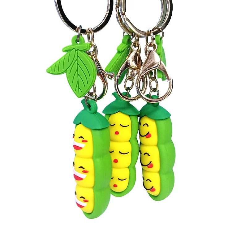 keychain with peas in a Pod Charm, Pastel Pink and Green Phone Charm, Keychain ，Mobile phone pendant, game charm