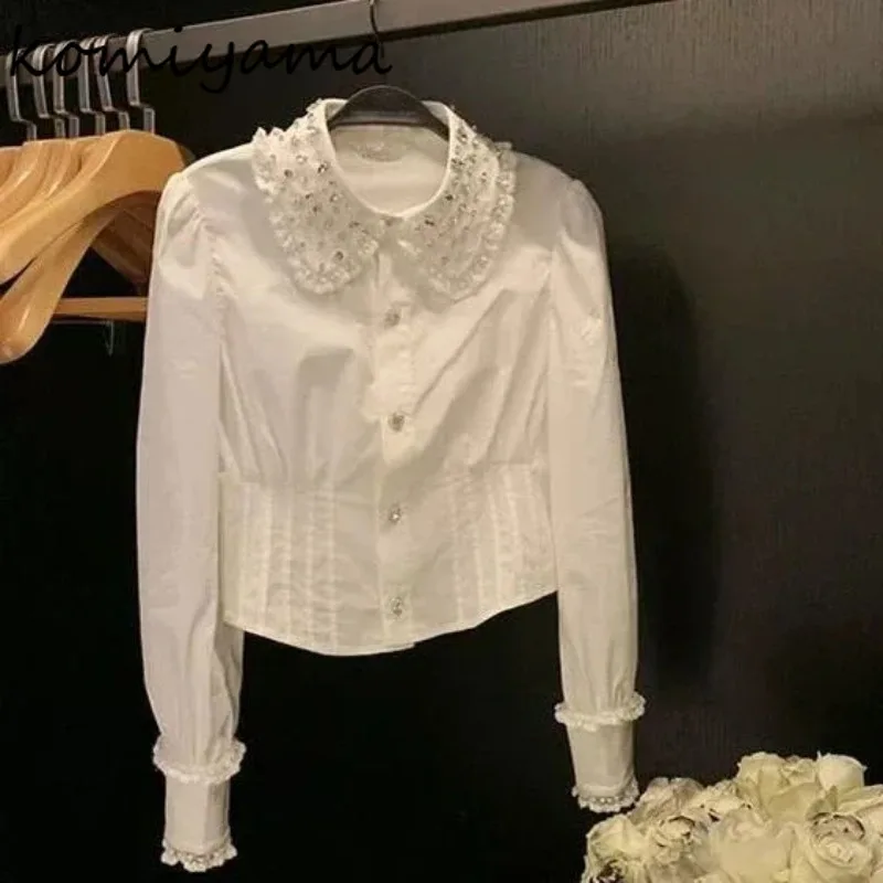 Diamond Blusas mujer plisowana tunika koszule i bluzki z długim rękawem camisas 2023 wiosna odzież damska koreański elegancki sznurowany ropa