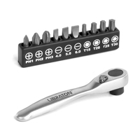 LIBRATON 11 PCS Mini Ratchet Wrench Screwdriver Set 90 Degree Offset Reversible Drive Handle with High Torque Low Profile