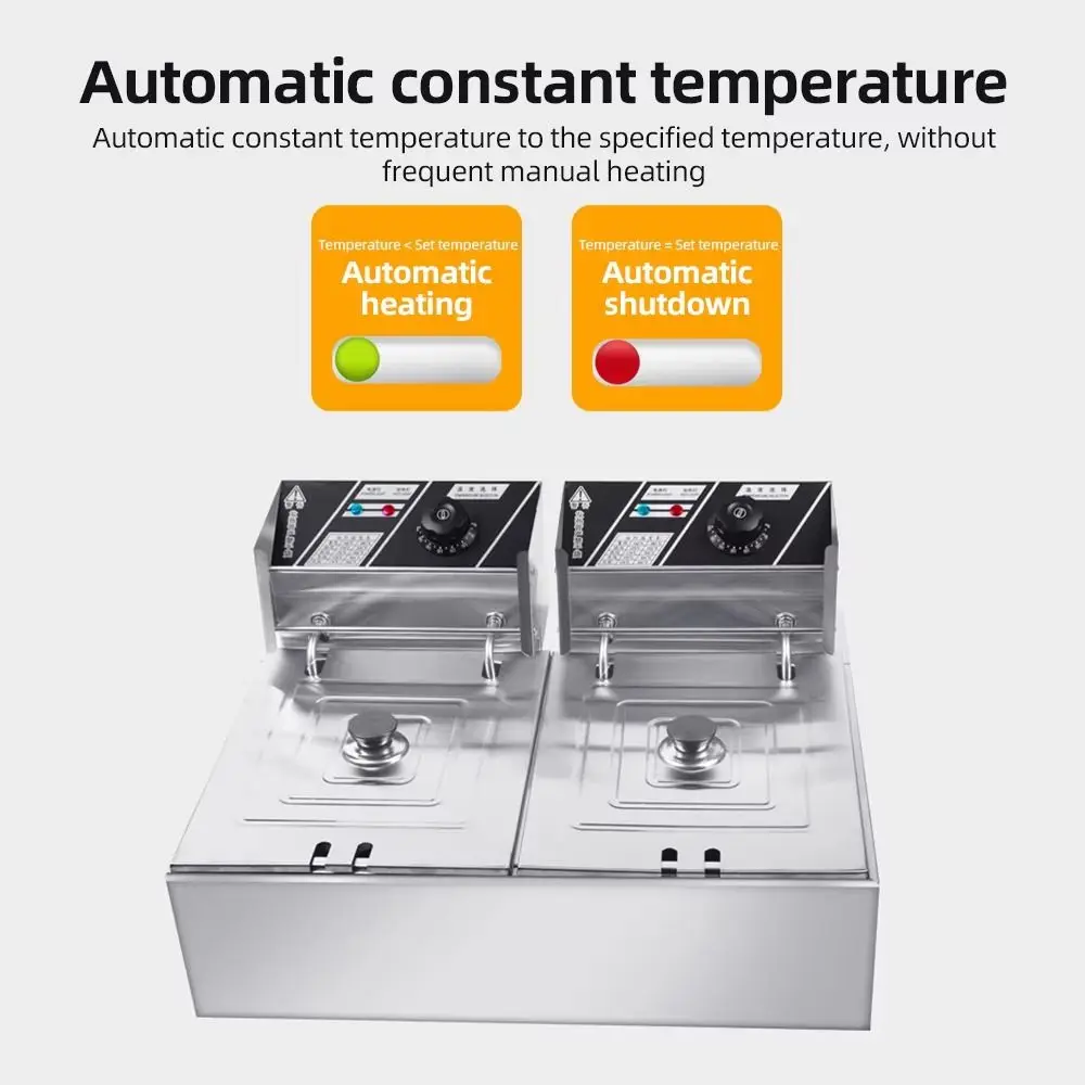 6L Electric Deep Fryer 1200W Automatic Power-off Stainless Steel Electric Fryer 2 - 3 People 3D Surround Heating Air Fryer