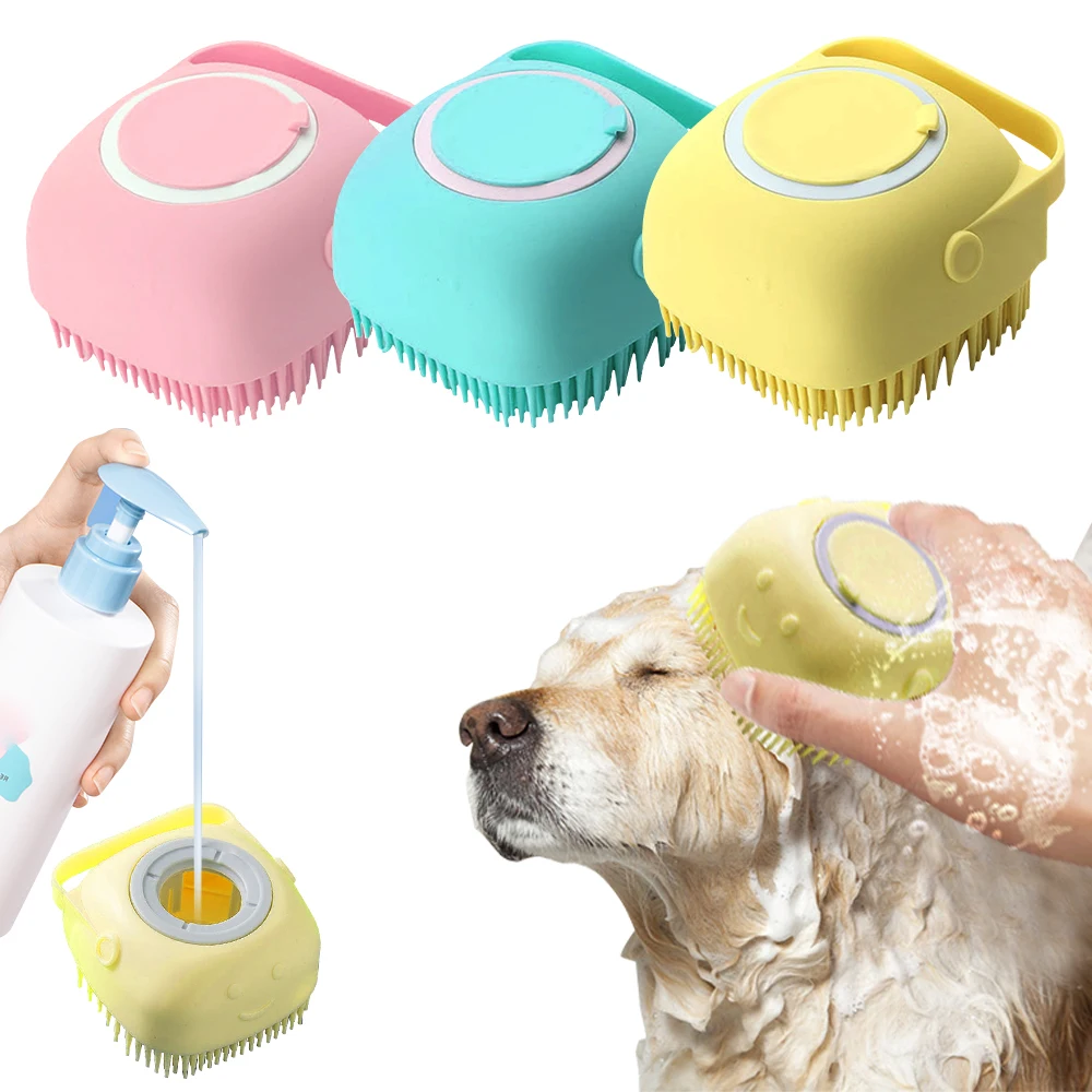 Cepillo de champú para perros y mascotas, peine de masaje para gatos, cepillo de limpieza para baño, cepillos de goma de silicona suave, masajeador