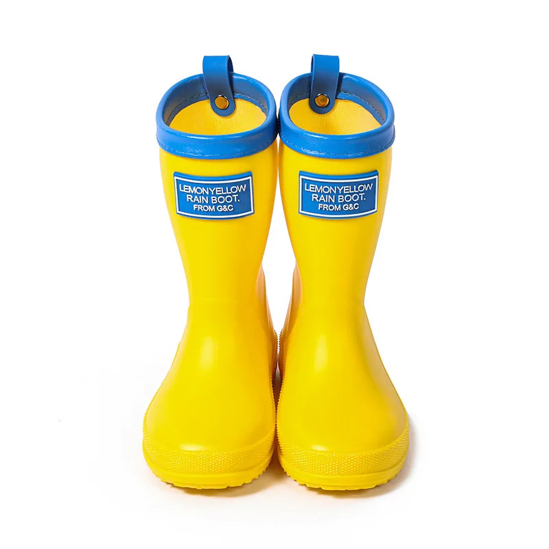 Solid Boys Girls Rain Boots PVC Waterproof High Quality Kids Rainboots Anti Slip Outdoor Children Water Shoes