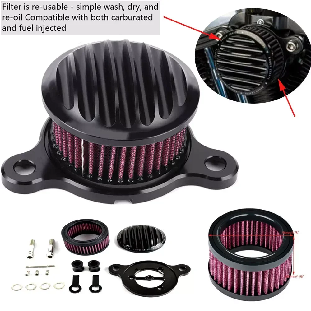 Motorcycle Air Filter Cleaner Intake Filter System Kit For Harley Sportster XL883 XL1200C 48 72 Forty Eight Seventy Two 91-2022