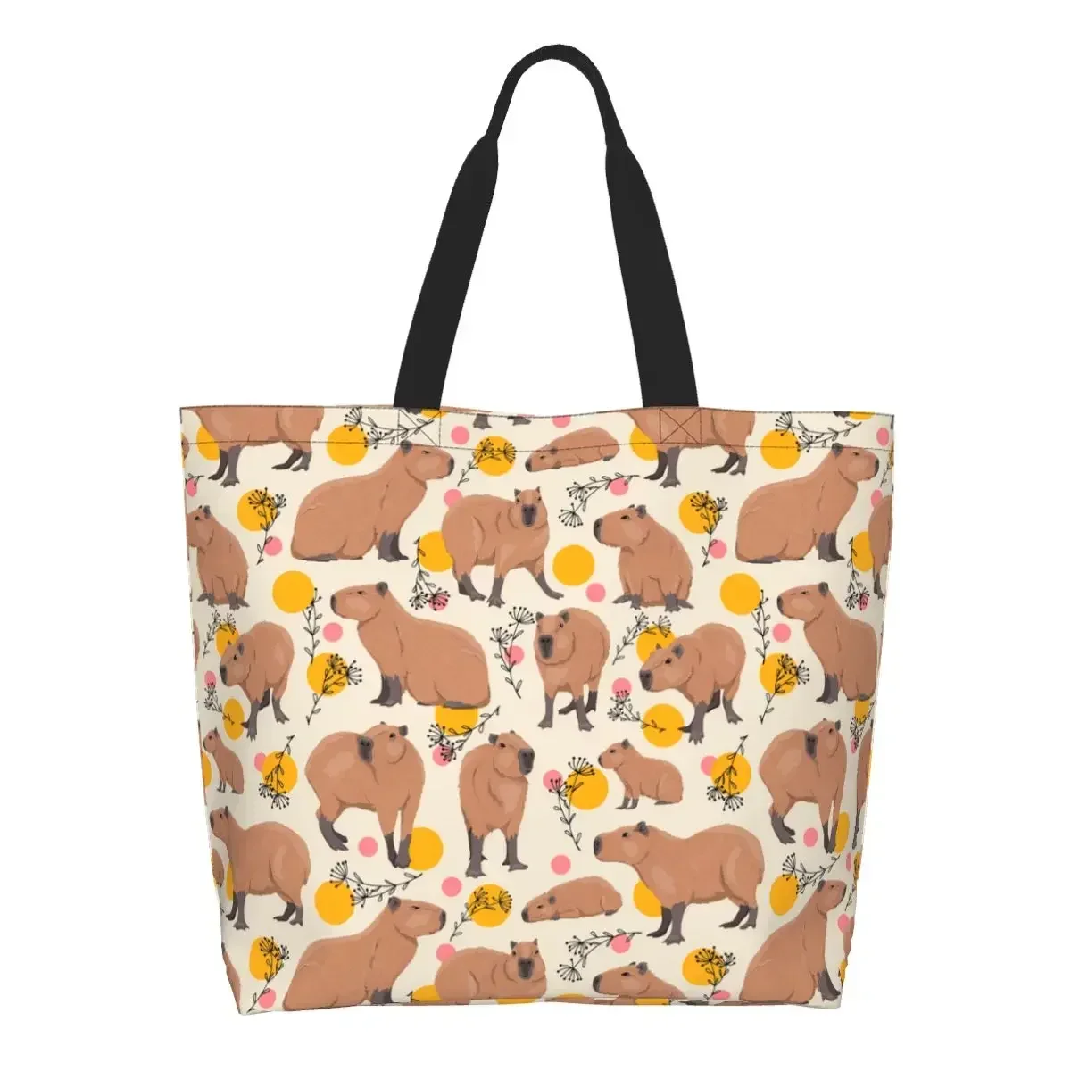 

Capybara Grocery Shopping Bag Kawaii Printing Canvas Shopper Shoulder Tote Bags Large Capacity Durable Handbag