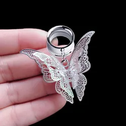 1Pc Beauty Butter Fly Wing Pendant Ear Tunnel Plugs and Gauges Flesh Piercing Expander Plug Earrings